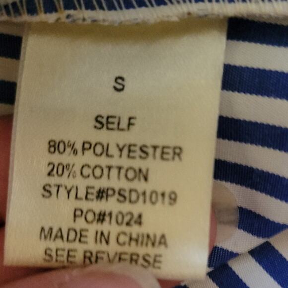 Polagram Striped Sundress Embroidered Applique Nautical Beach Resort Cruise SZ S - Picture 6 of 8